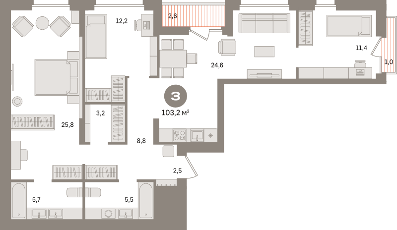 4 ккв (Евро) 103,2 м²