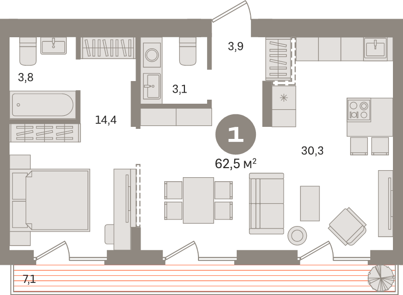2 ккв (Евро) 62,5 м²