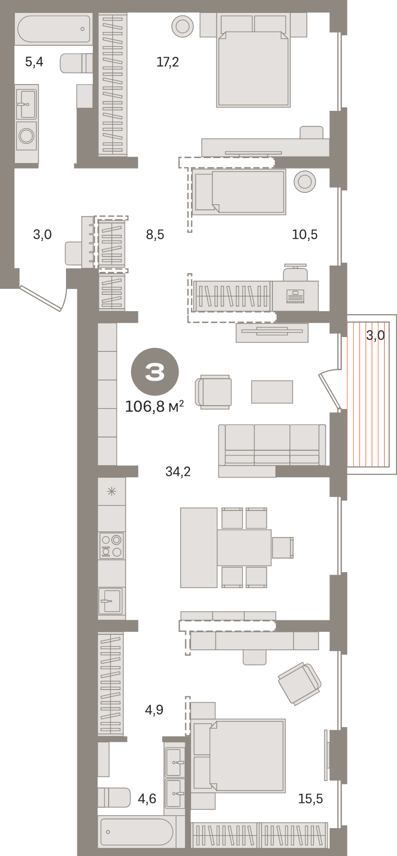 4 ккв (Евро) 106,8 м²