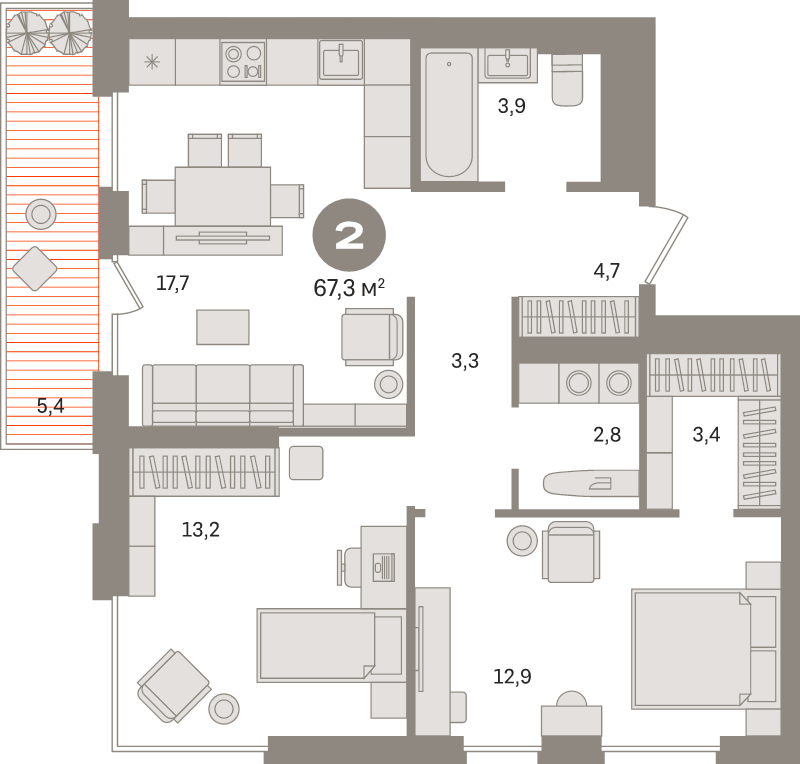 3 ккв (Евро) 67,3 м²