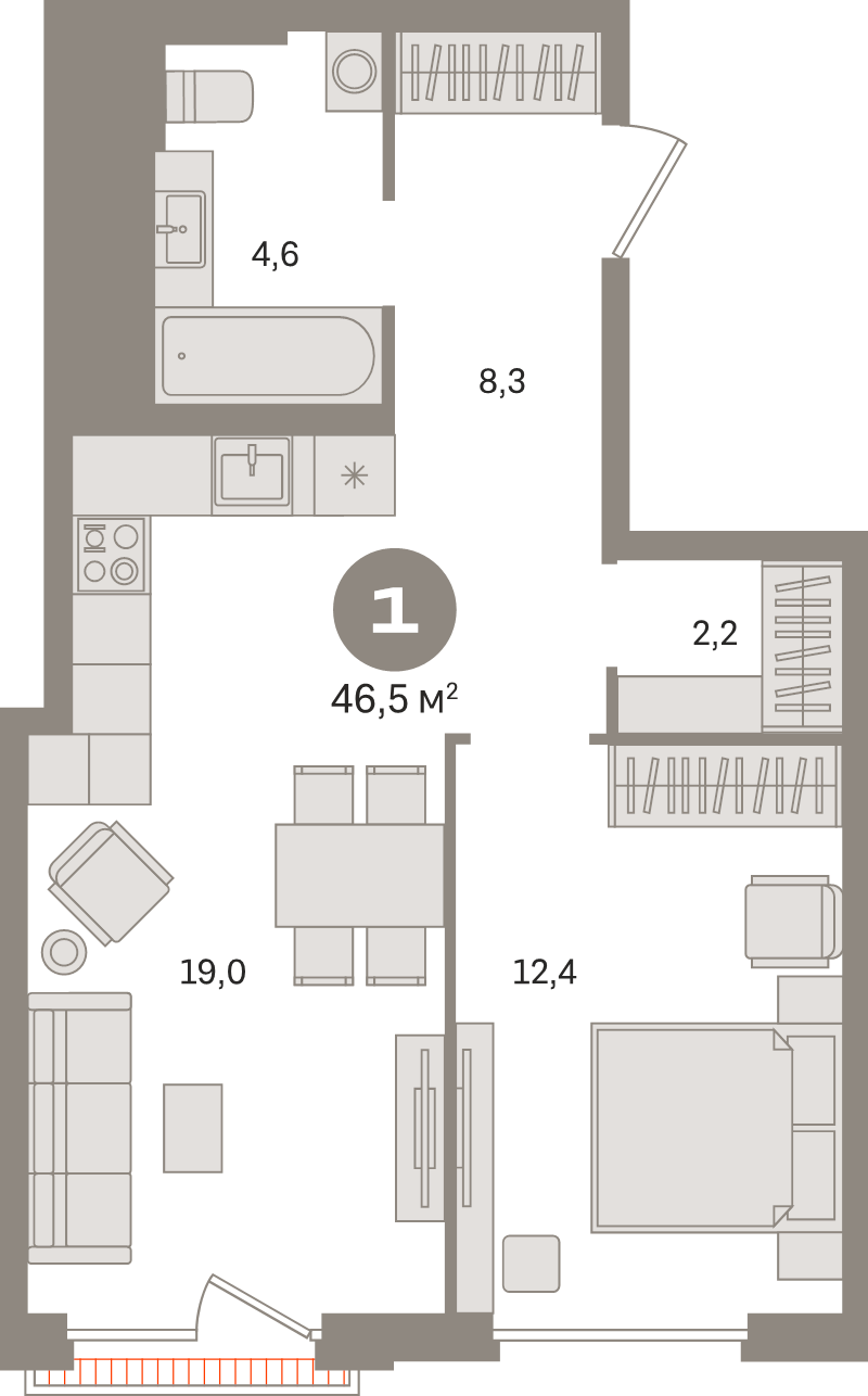 2 ккв (Евро) 46,5 м²