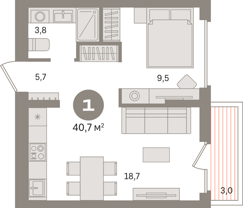 2 ккв (Евро) 40,7 м²