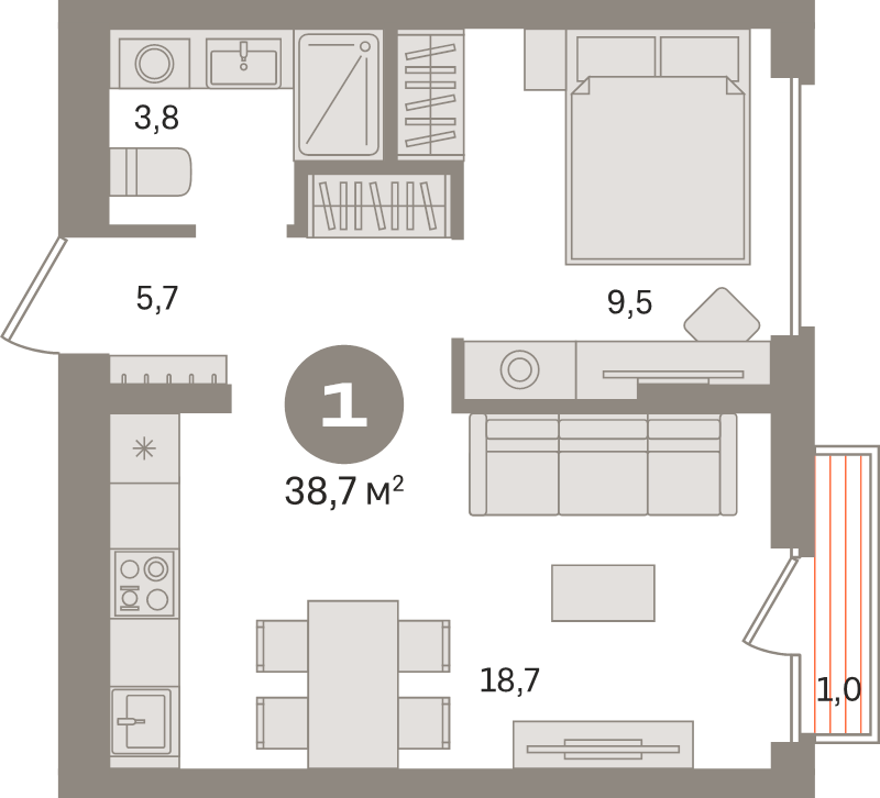 2 ккв (Евро) 38,7 м²