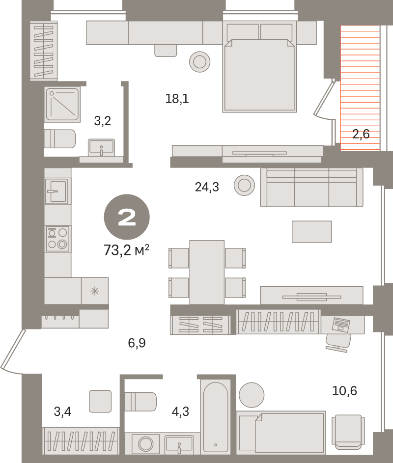 3 ккв (Евро) 73,2 м²