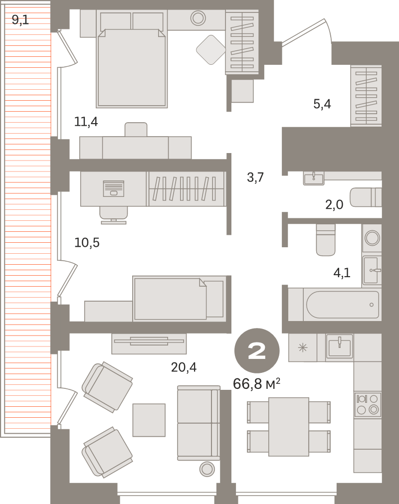 3 ккв (Евро) 67,7 м²