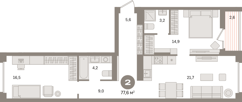 3 ккв (Евро) 77,6 м²