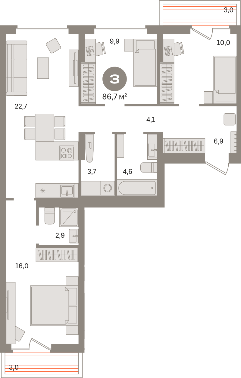 4 ккв (Евро) 86,7 м²