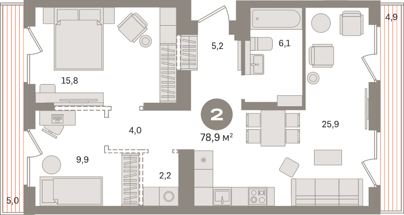 3 ккв (Евро) 78,9 м²