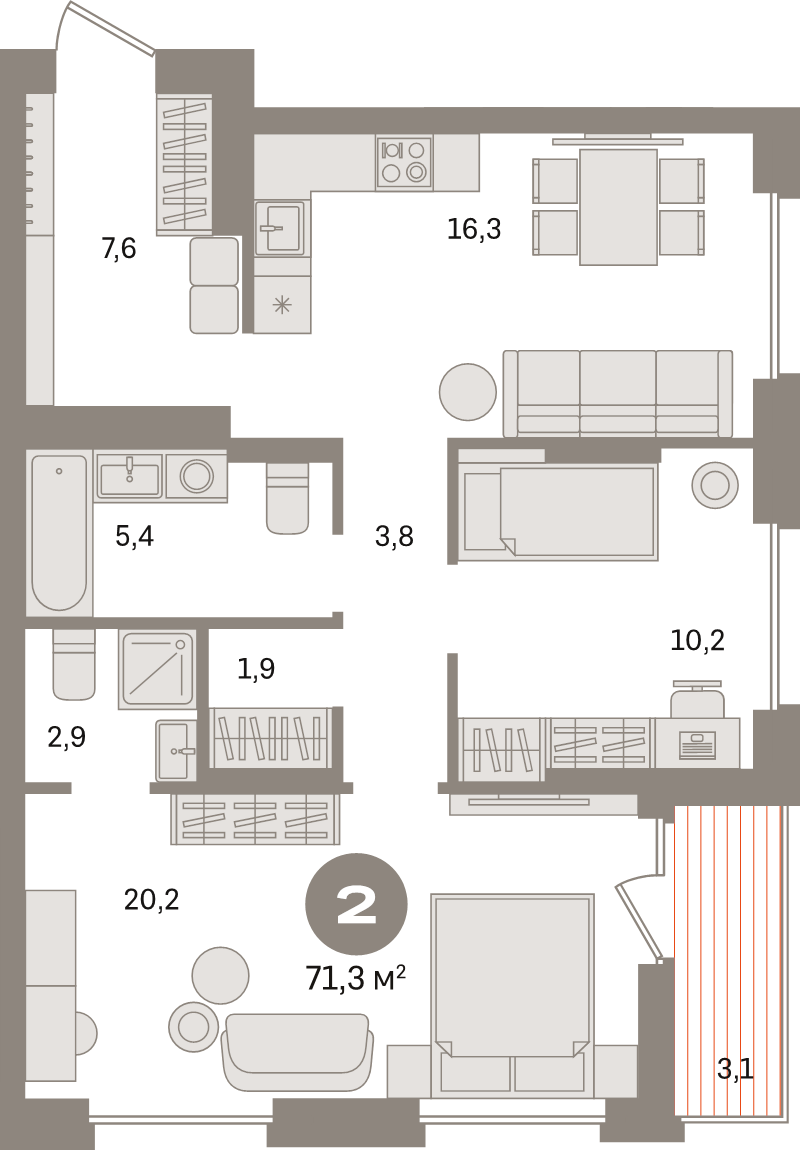 3 ккв (Евро) 71,3 м²