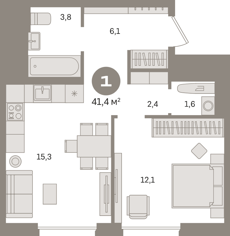 2 ккв (Евро) 41,4 м²