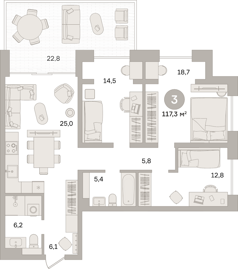 4 ккв (Евро) 117,3 м²