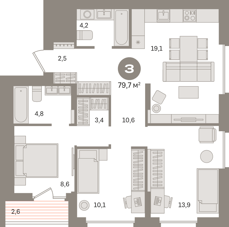 4 ккв (Евро) 79,7 м²