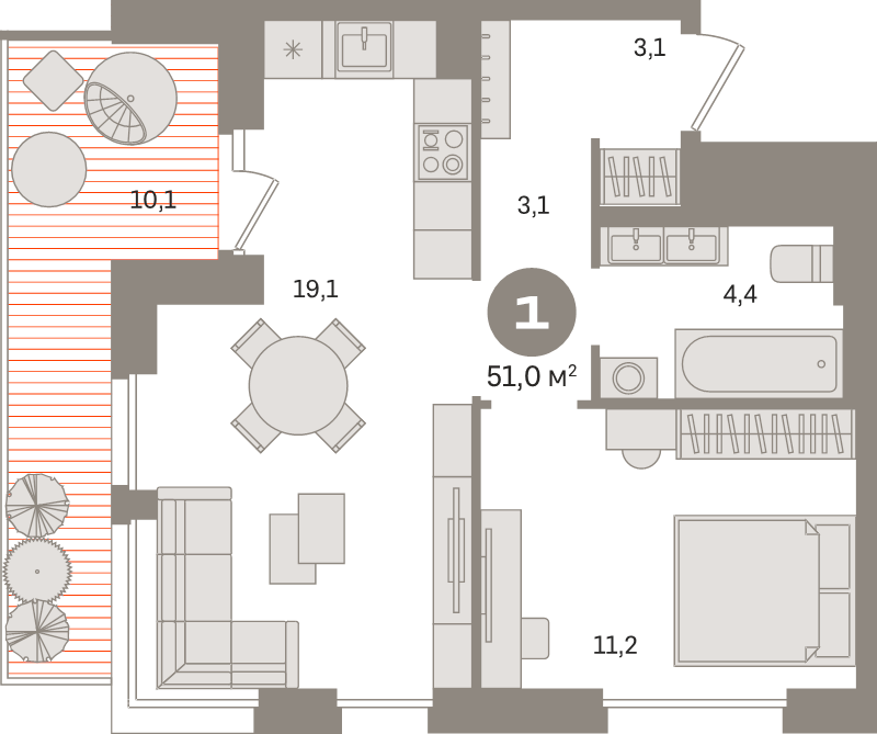 2 ккв (Евро) 51 м²