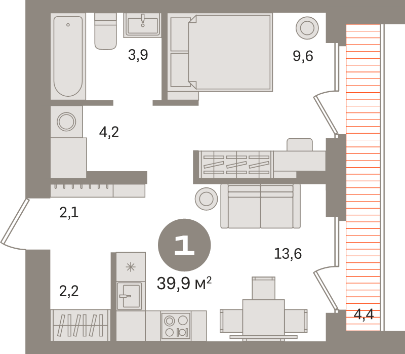 1 ккв 39,9 м²