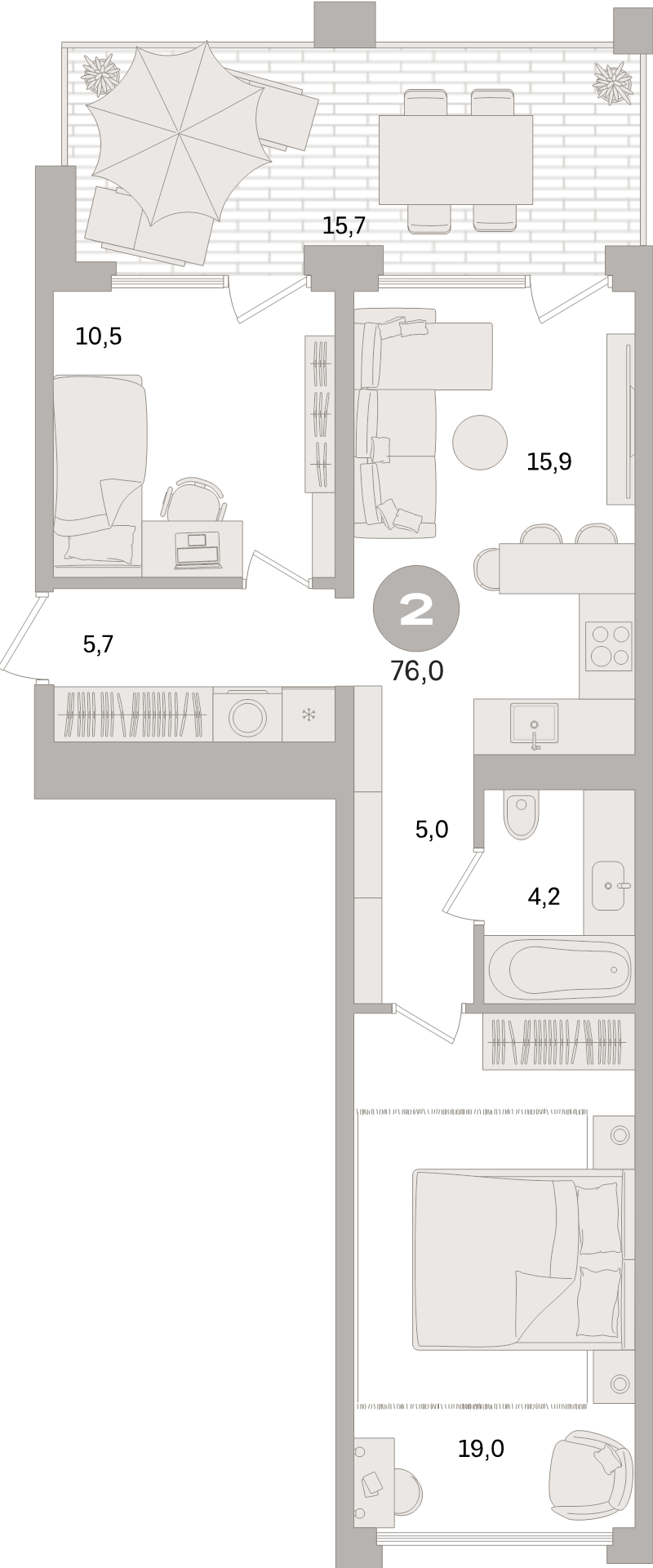 3 ккв (Евро) 76 м²