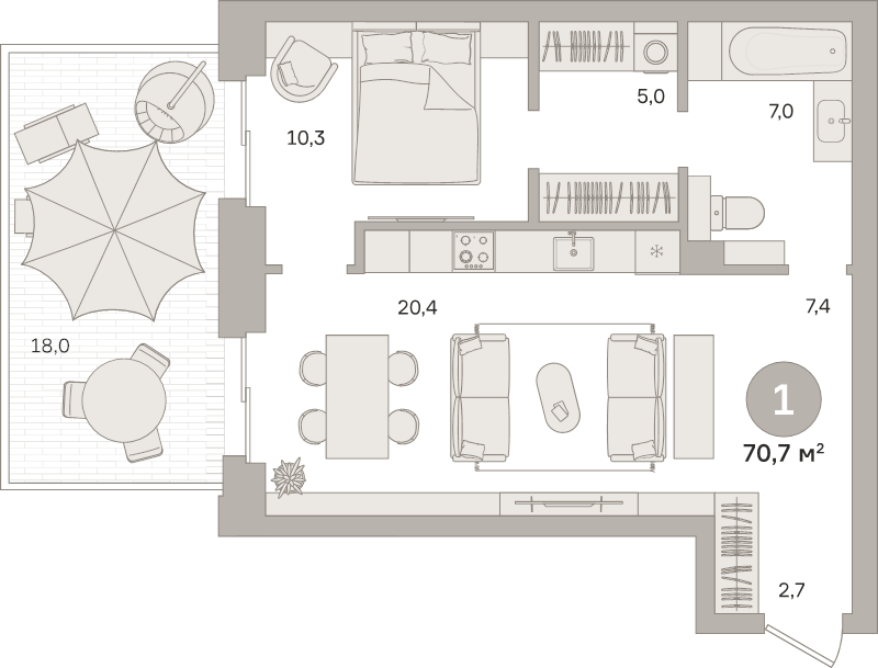 2 ккв (Евро) 70,7 м²