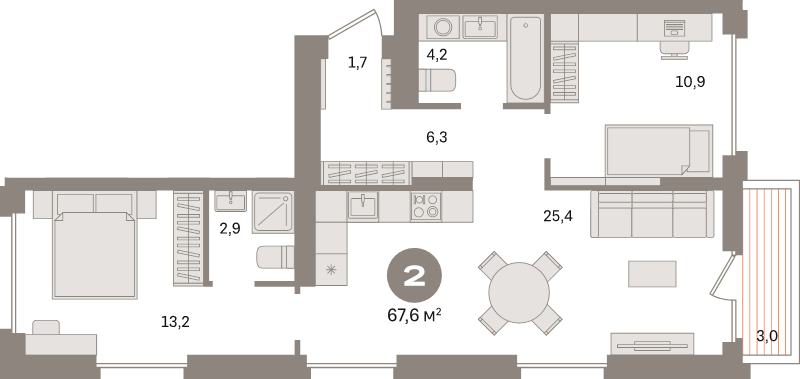 3 ккв (Евро) 67,6 м²
