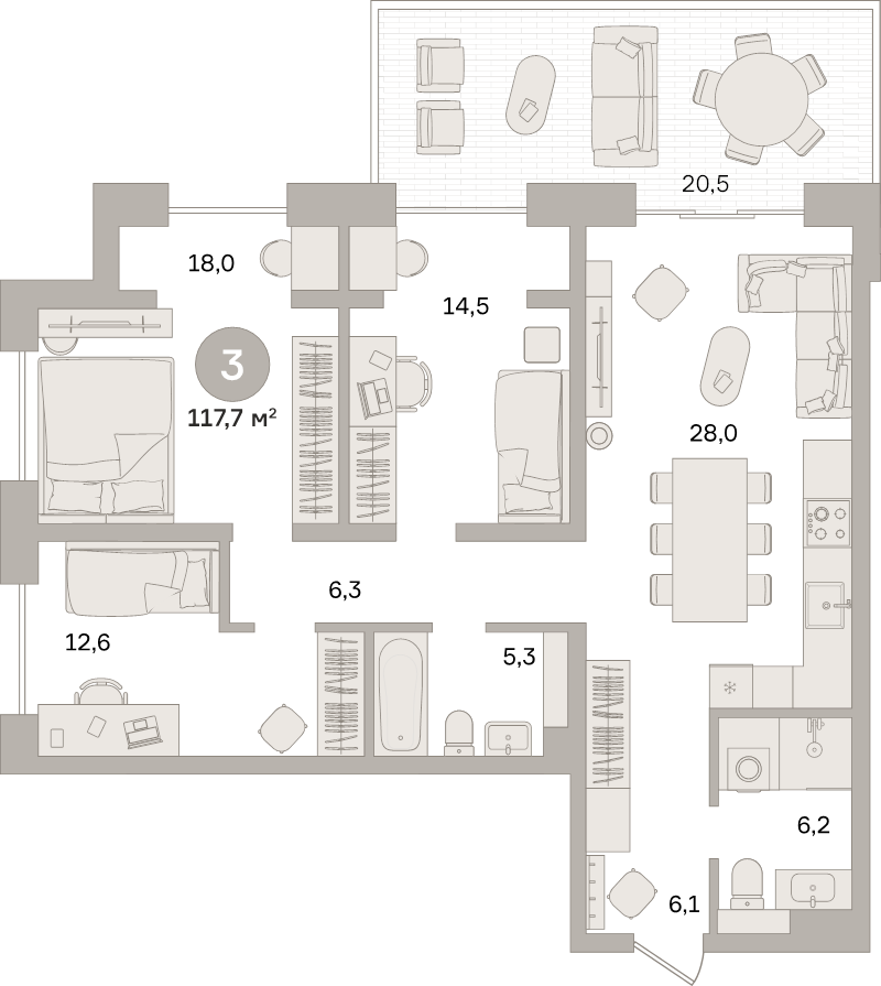 4 ккв (Евро) 117,7 м²