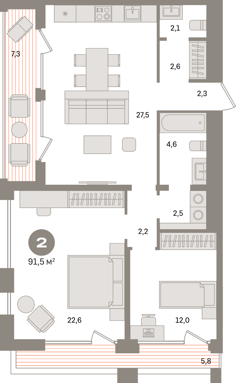 3 ккв (Евро) 91,5 м²
