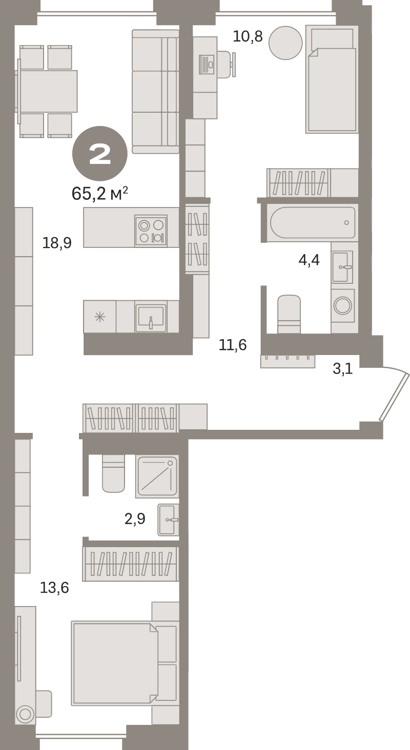 3 ккв (Евро) 65,2 м²
