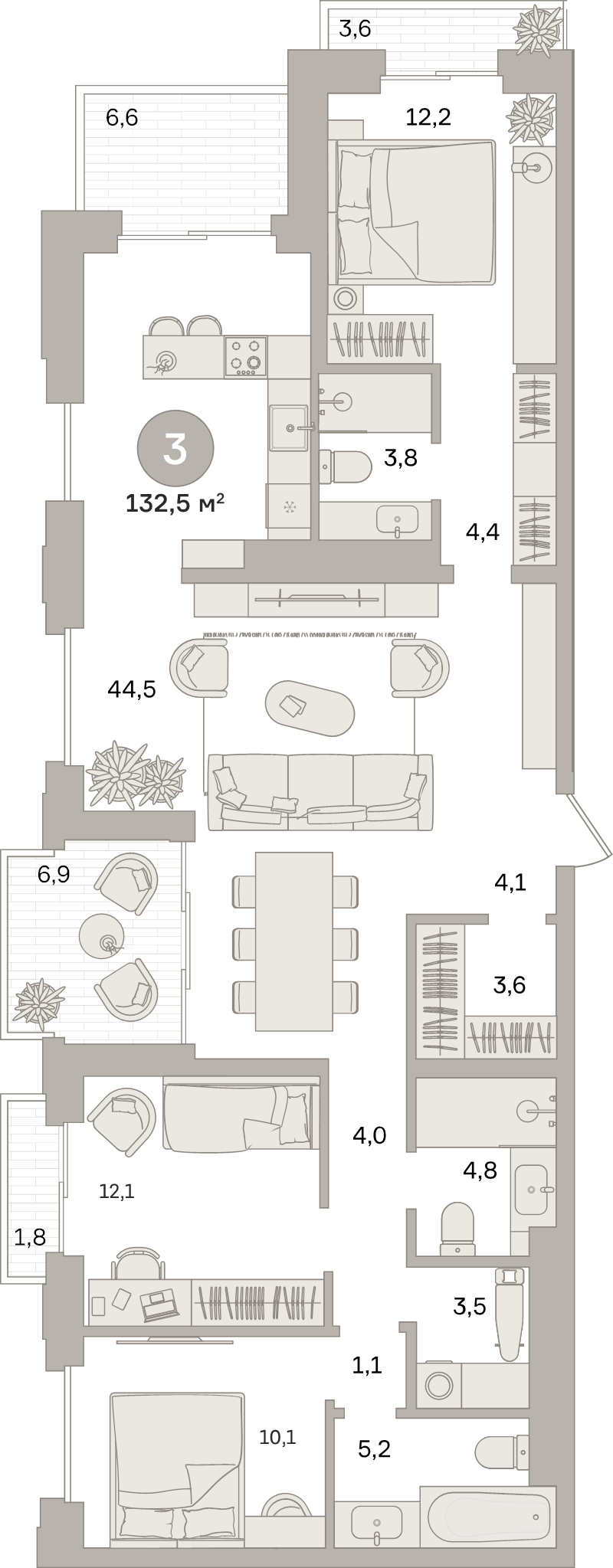 4 ккв (Евро) 132,5 м²