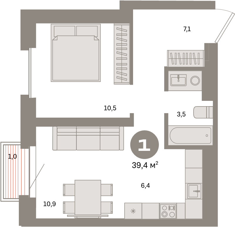 2 ккв (Евро) 39,4 м²
