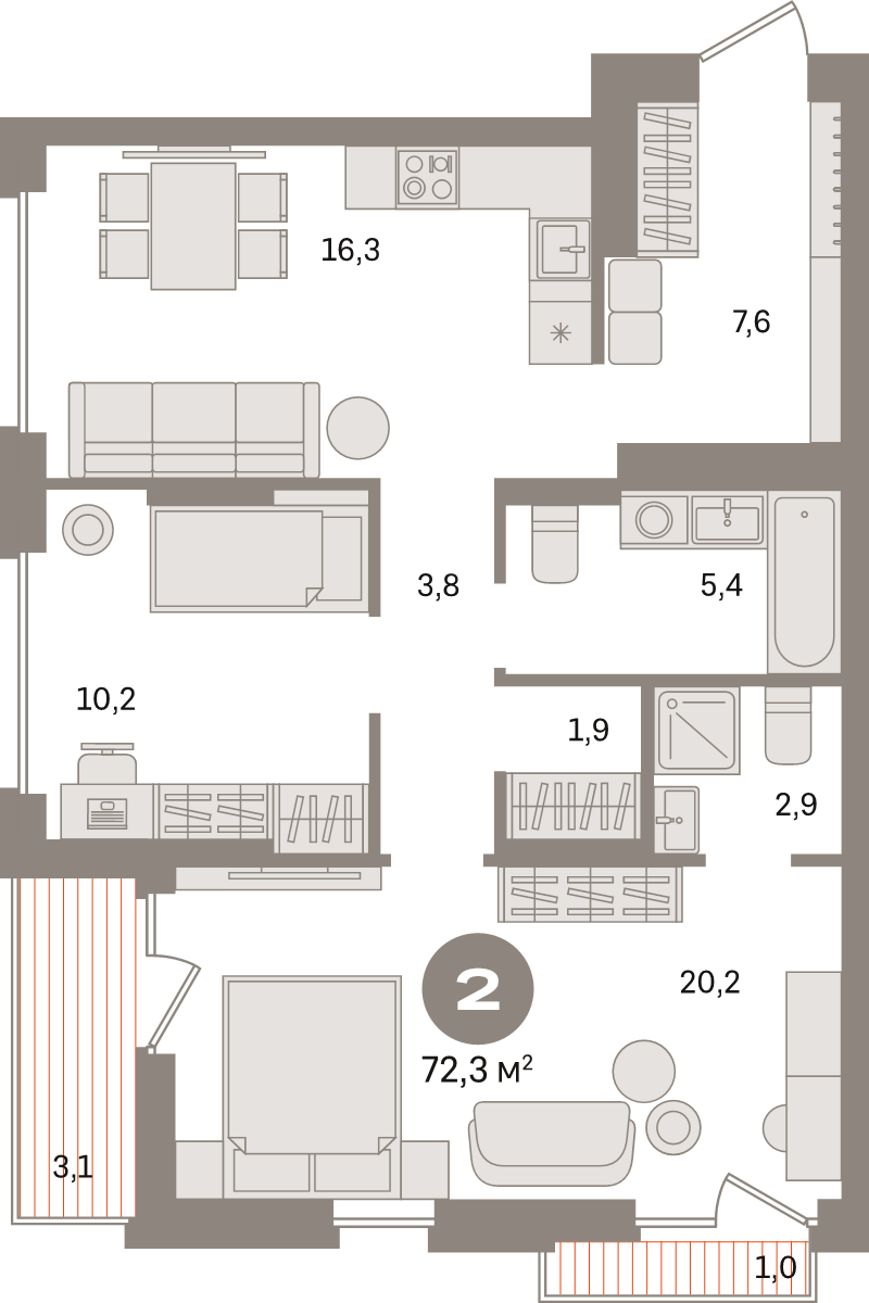 3 ккв (Евро) 72,3 м²