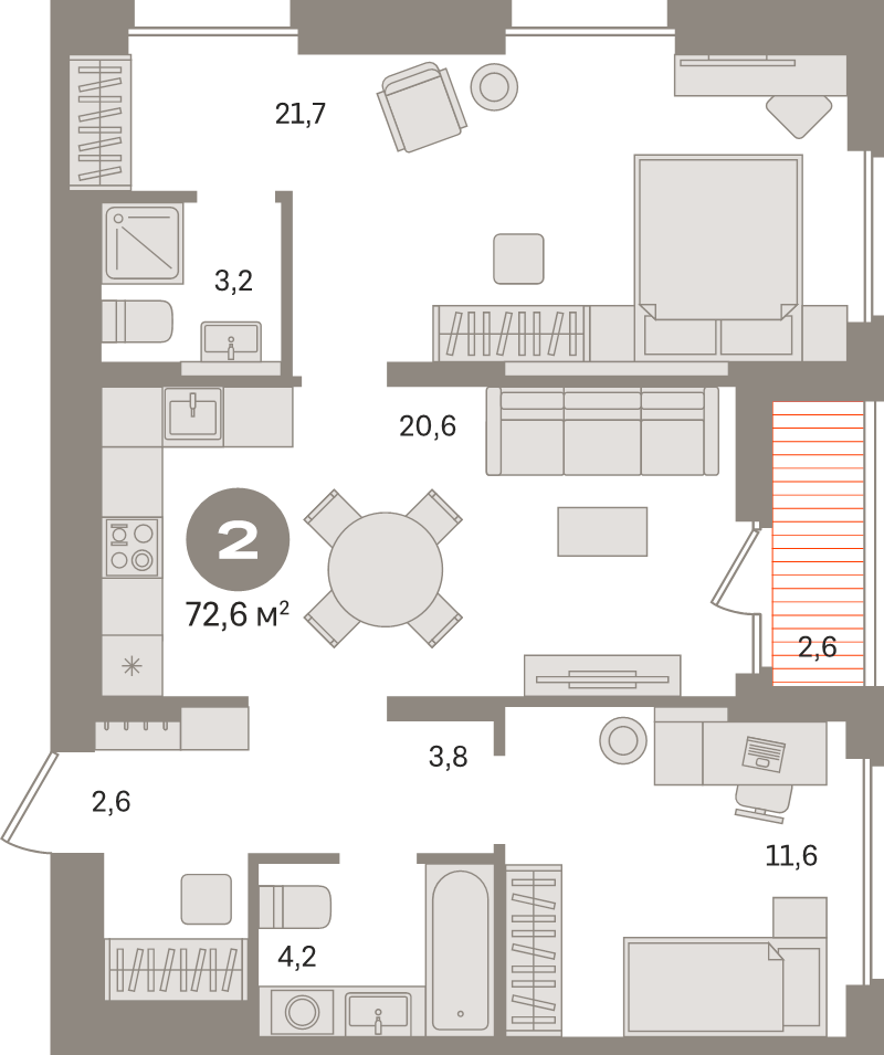 3 ккв (Евро) 72,6 м²