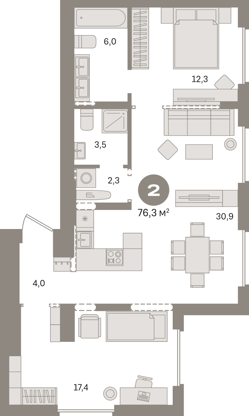 3 ккв (Евро) 76,3 м²