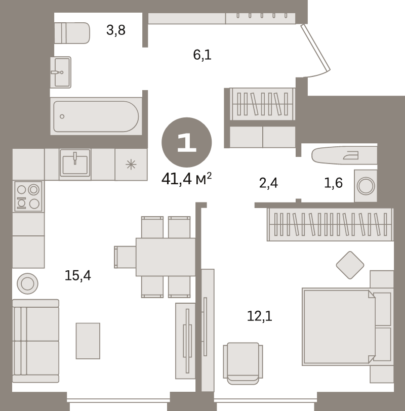 2 ккв (Евро) 41,4 м²