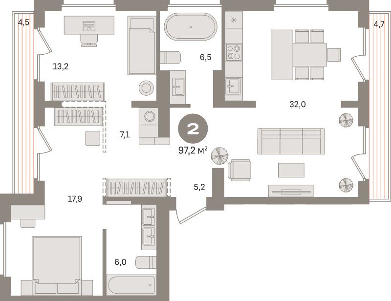 3 ккв (Евро) 97,2 м²