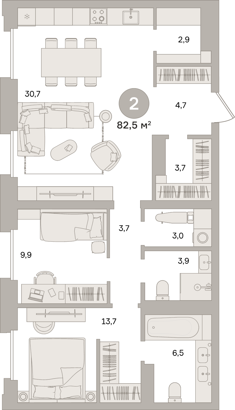 3 ккв (Евро) 82,5 м²