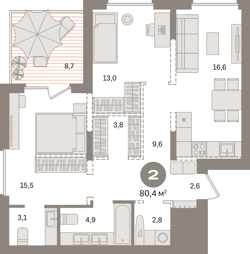 3 ккв (Евро) 80,4 м²