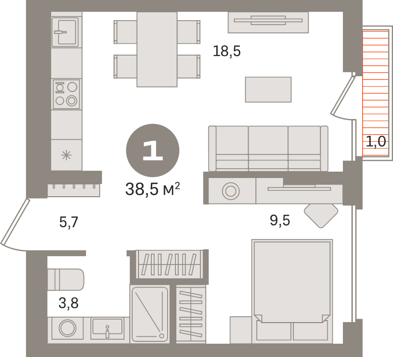 2 ккв (Евро) 38,5 м²