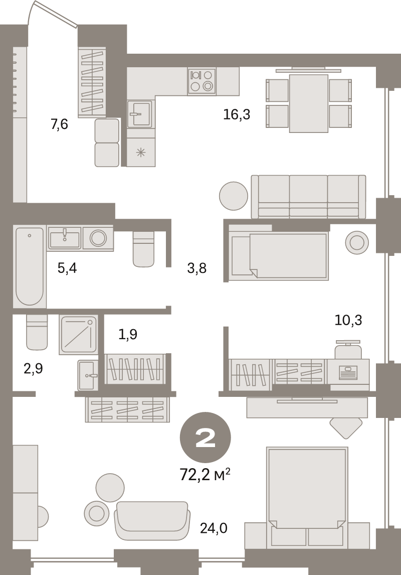 3 ккв (Евро) 72,2 м²