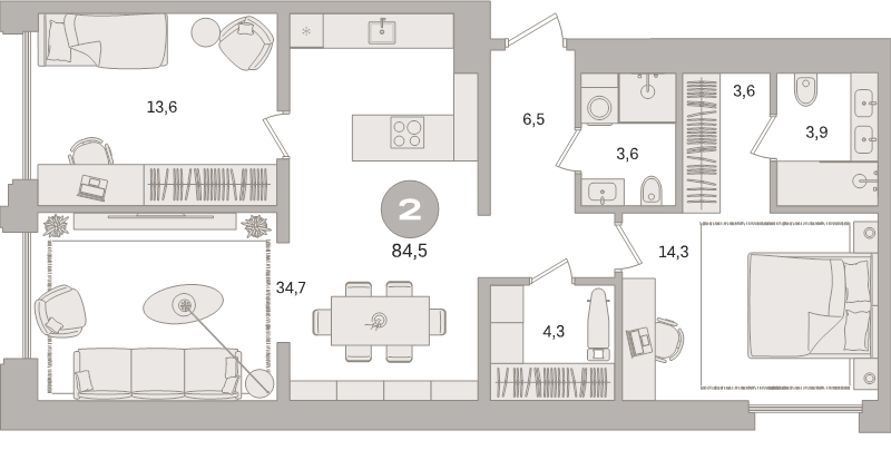 3 ккв (Евро) 84,5 м²