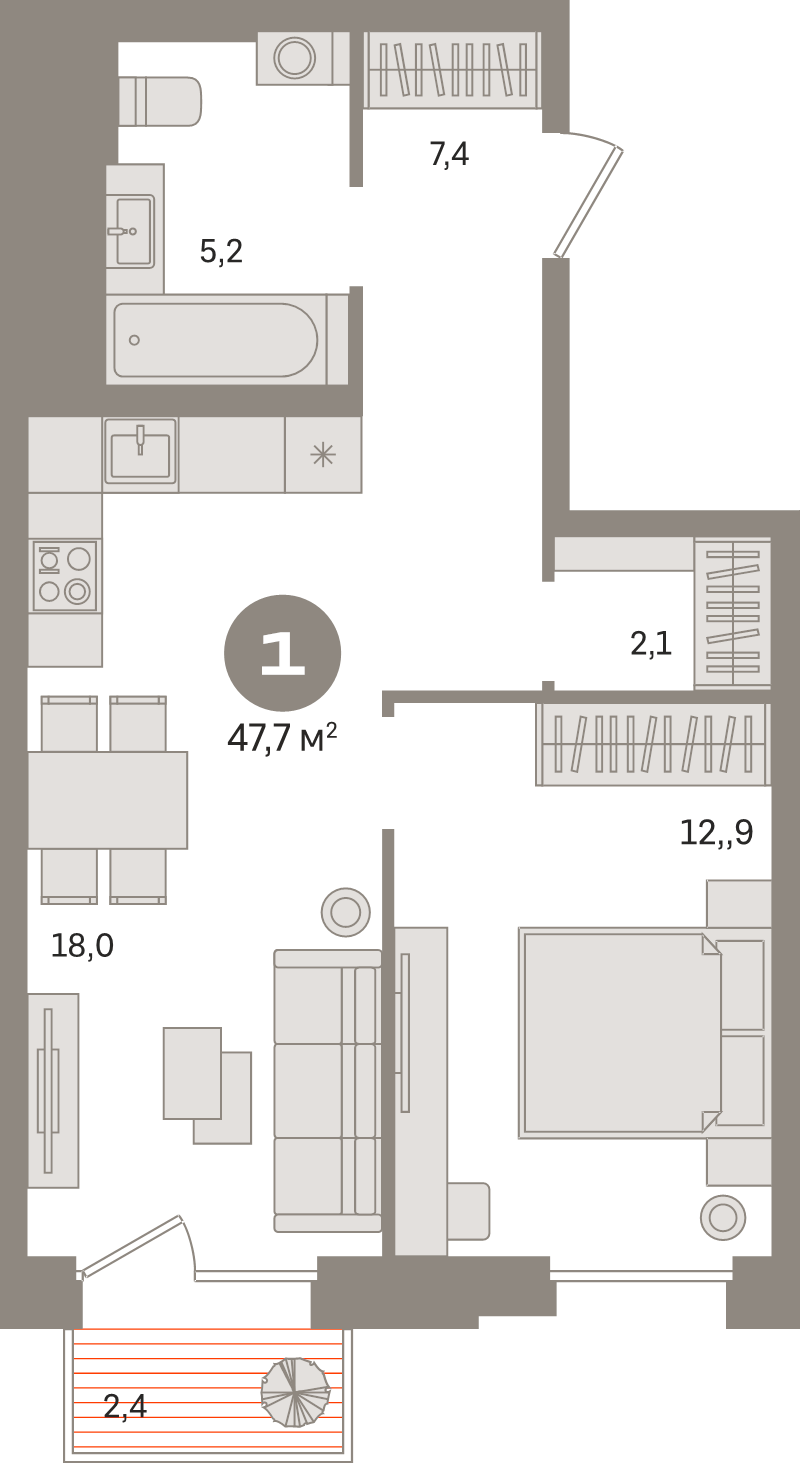 2 ккв (Евро) 47,7 м²