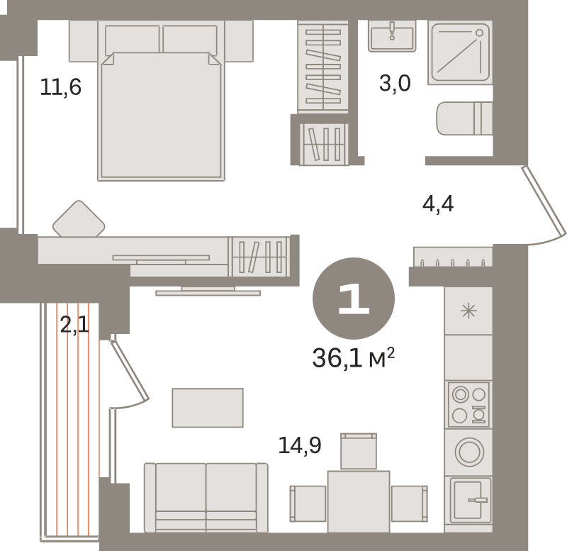 1 ккв 36,1 м²