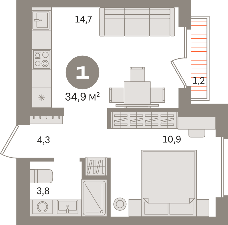 1 ккв 34,9 м²