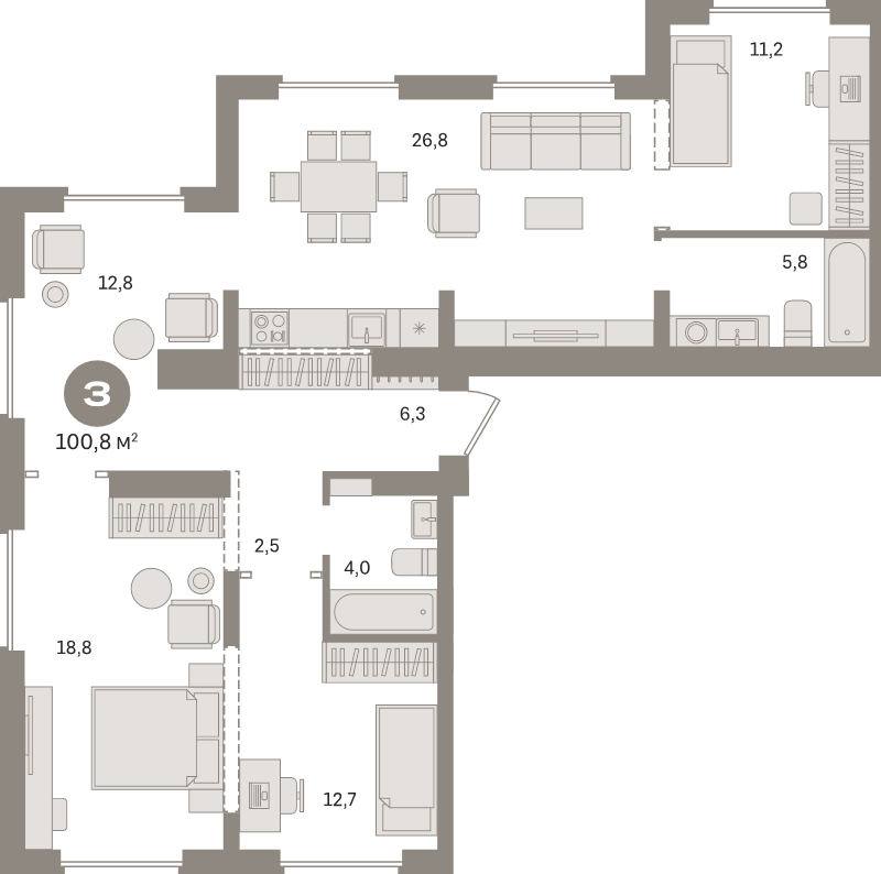 4 ккв (Евро) 100,8 м²