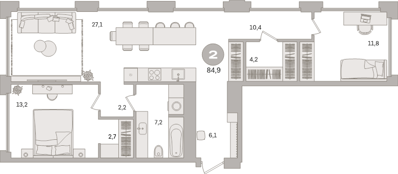 3 ккв (Евро) 84,9 м²
