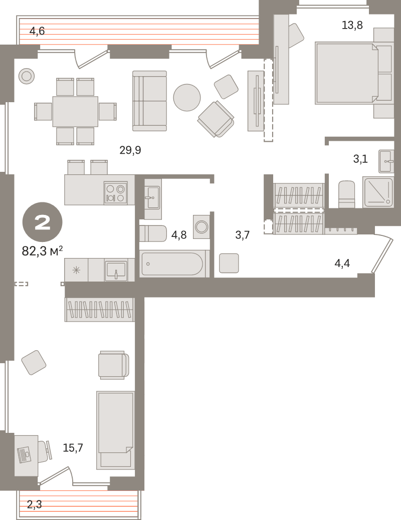 3 ккв (Евро) 82,3 м²