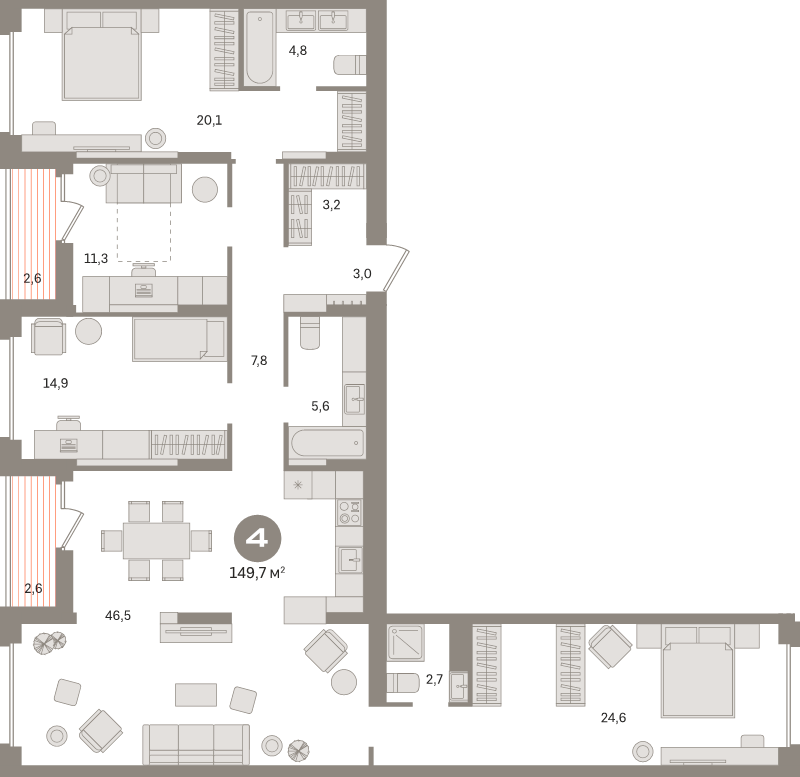 5 ккв (Евро) 149,7 м²