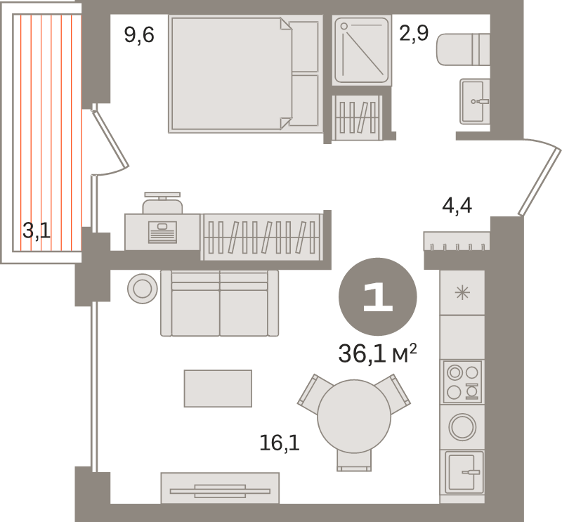 2 ккв (Евро) 36 м²
