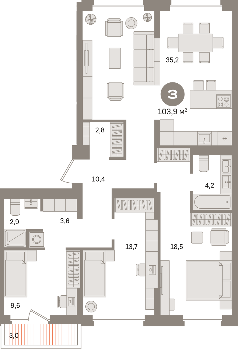 4 ккв (Евро) 103,9 м²