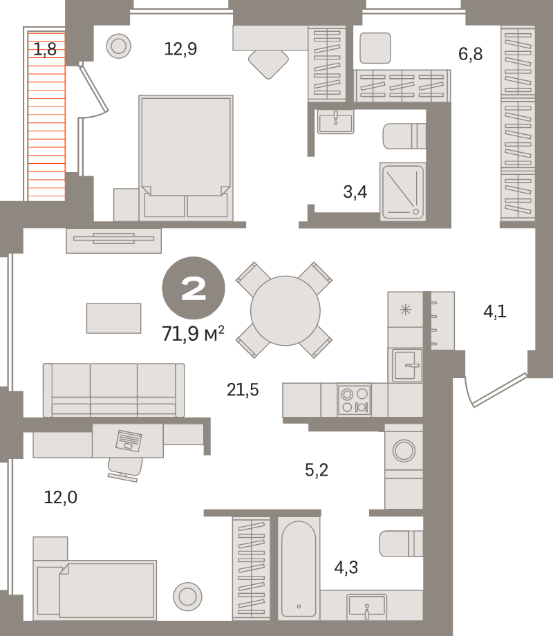 3 ккв (Евро) 71,9 м²