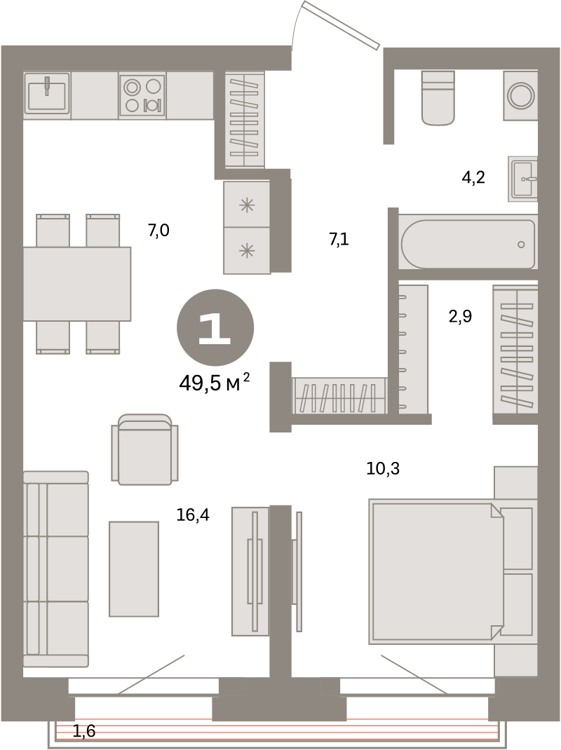 2 ккв (Евро) 49,5 м²