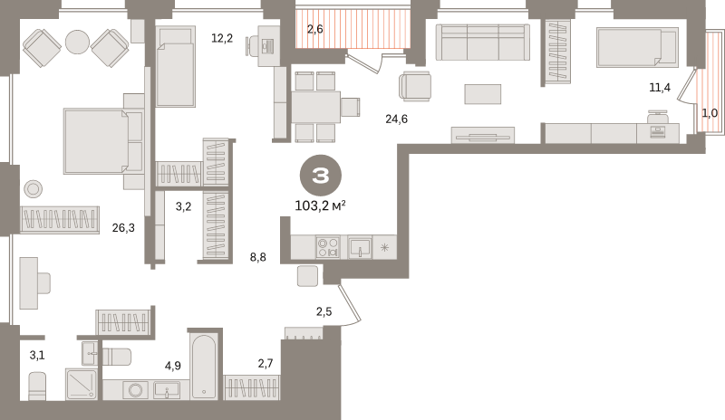 4 ккв (Евро) 103,2 м²