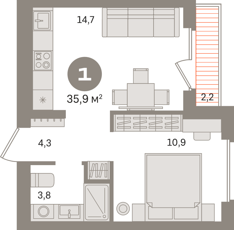 1 ккв 35,9 м²