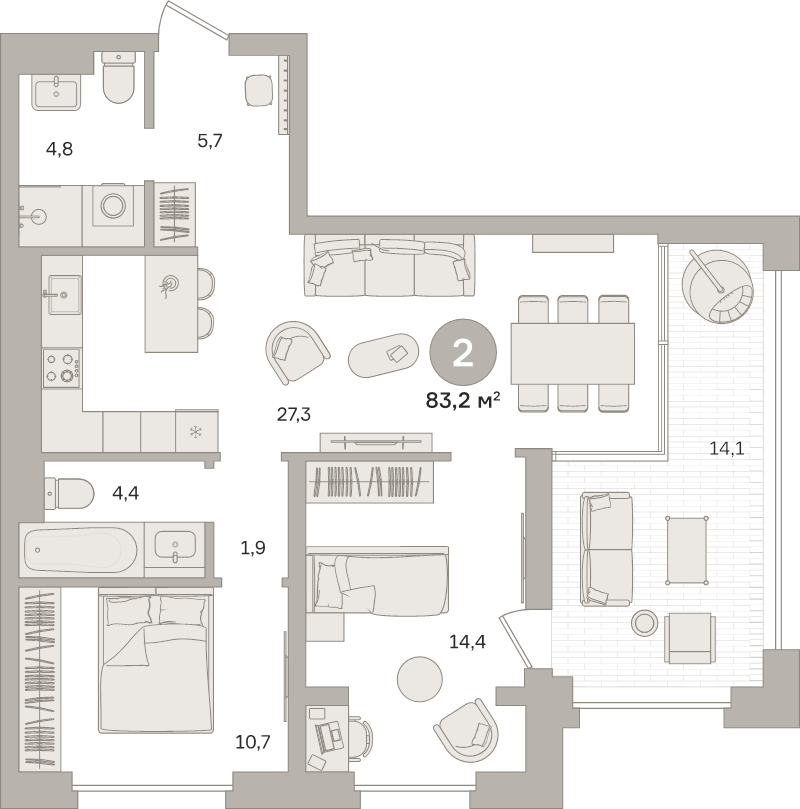 3 ккв (Евро) 83,2 м²